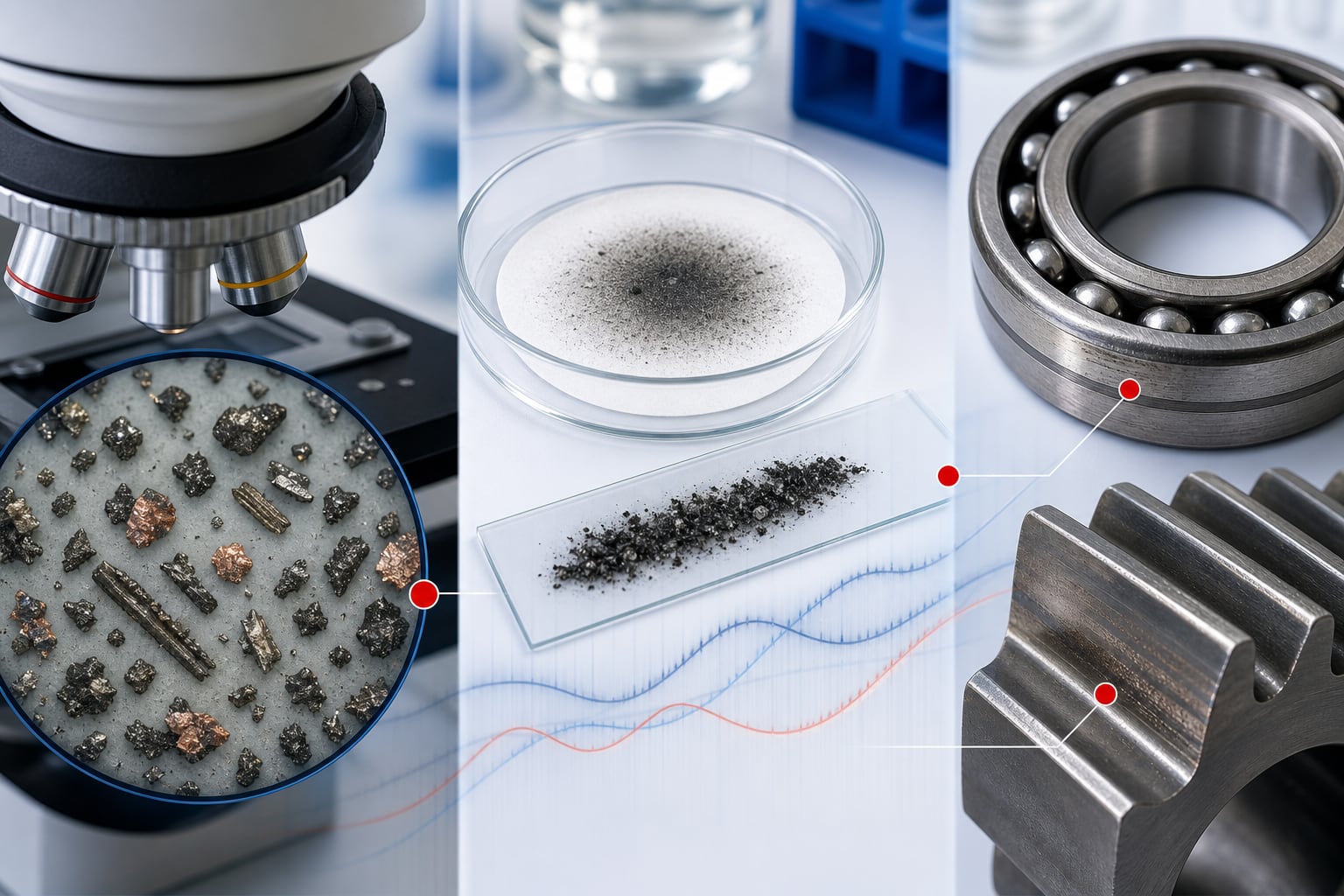 Wear-debris blind spots: match particle size and composition to the method technical evidence illustration